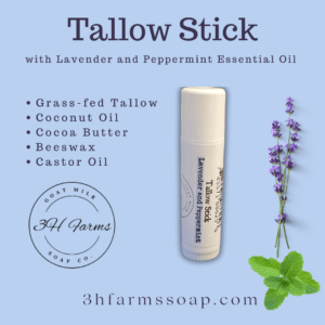 Tallow Stick-lip balm- 0.5oz- Lavender & Peppermint